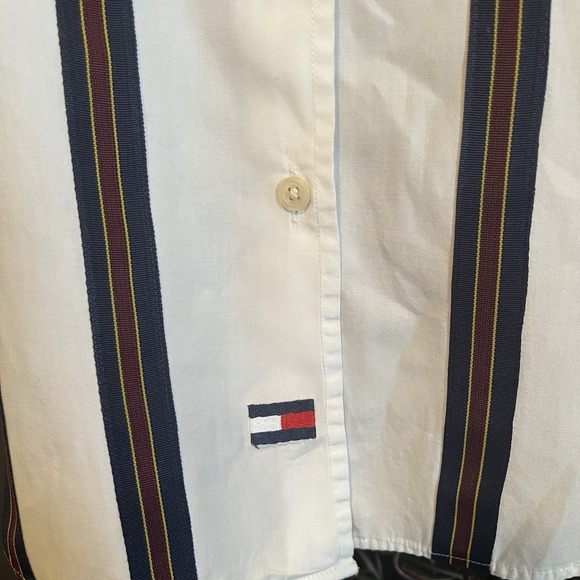 Vtg 90s Tommy Hilfiger Long Sleeve Button Up Shirt Womens Sz 8 White Preppy - Picture 3 of 10